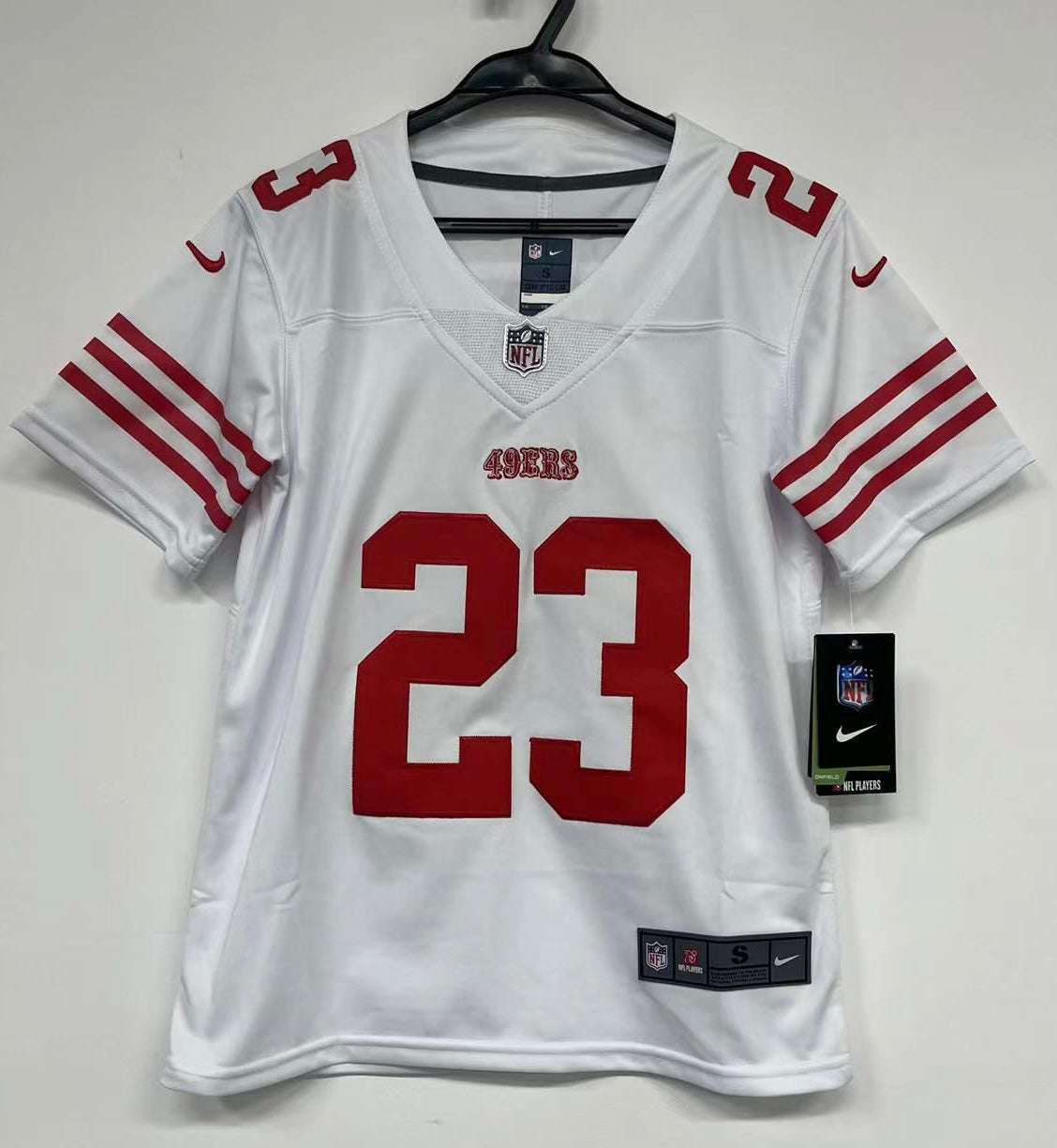 Christian McCaffrey San Francisco 49ers YOUTH Jersey white product image 2, provided for visual reference and product detail