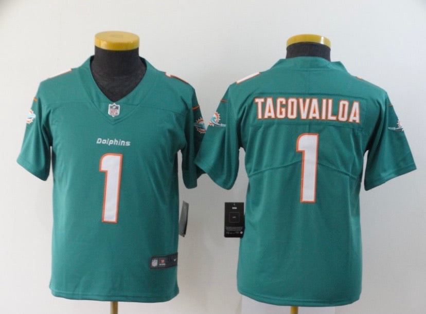 Tua Tagovailoa Miami Dolphins YOUTH Jersey product image 1, provided for visual reference and product detail review