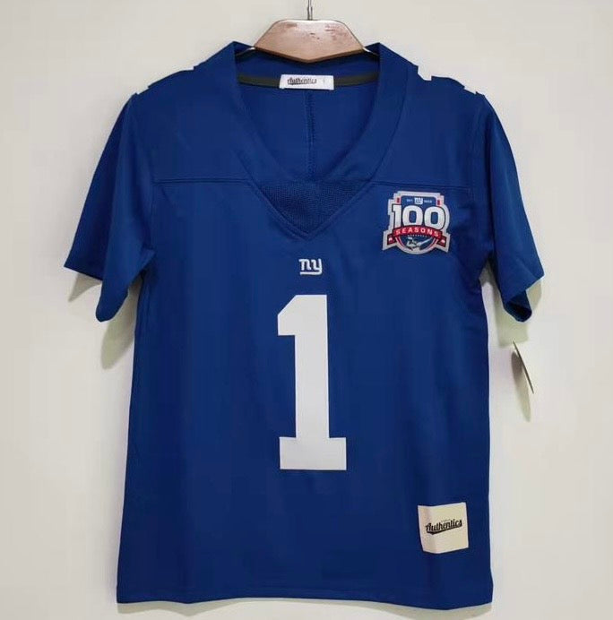 Malik Nabers YOUTH New York Giants Jersey 100 years patch Classic Authentics product image 2, provided for visual reference