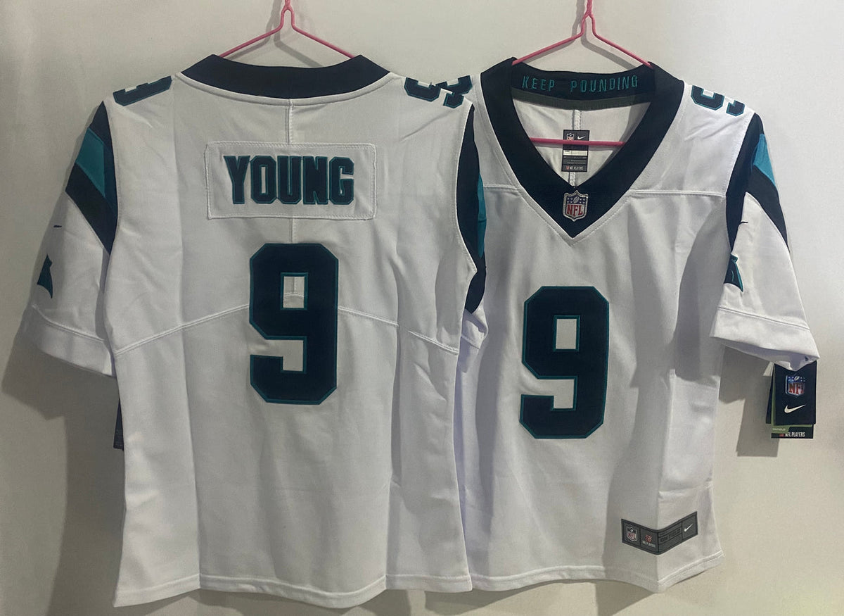 Bryce Young Carolina Panthers YOUTH Jersey white product image 1, provided for visual reference and product detail review