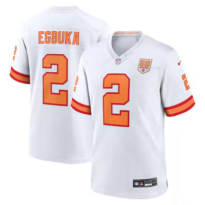 Emeka Egbuka Tampa Bay Buccaneers YOUTH KIDS Official Nike white Retro Jersey product image 1, provided for visual reference