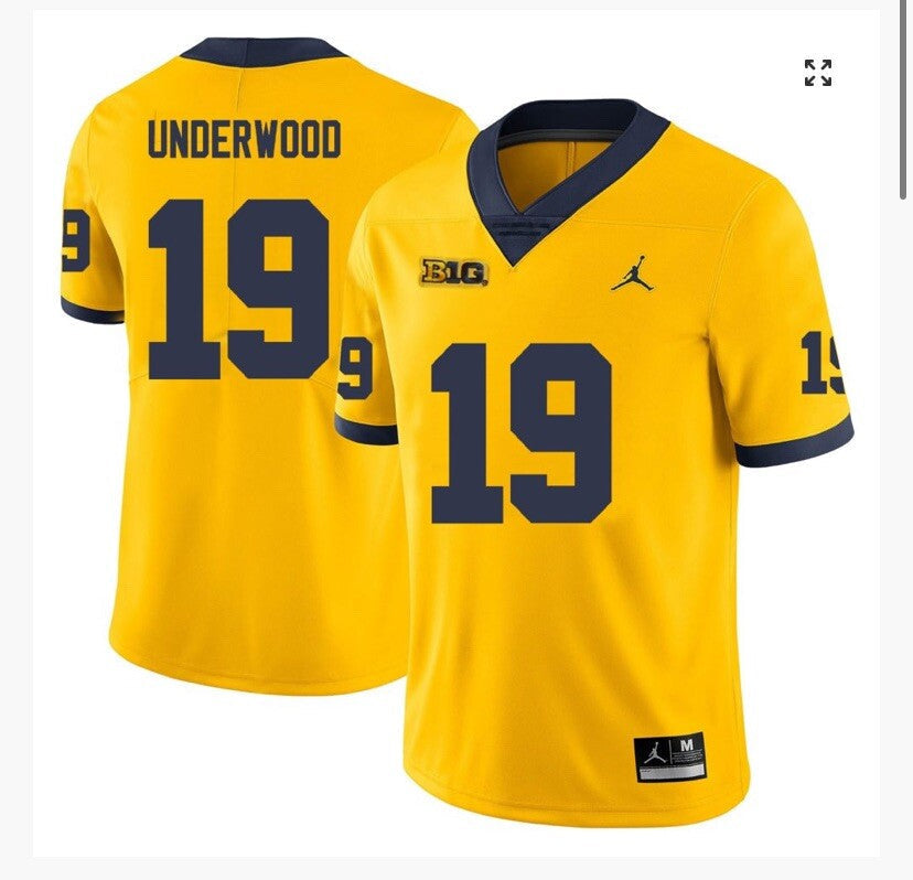 Bryce Underwood YOUTH KIDS Michigan Wolverines Official NCAA Jersey product image 1, provided for visual reference and