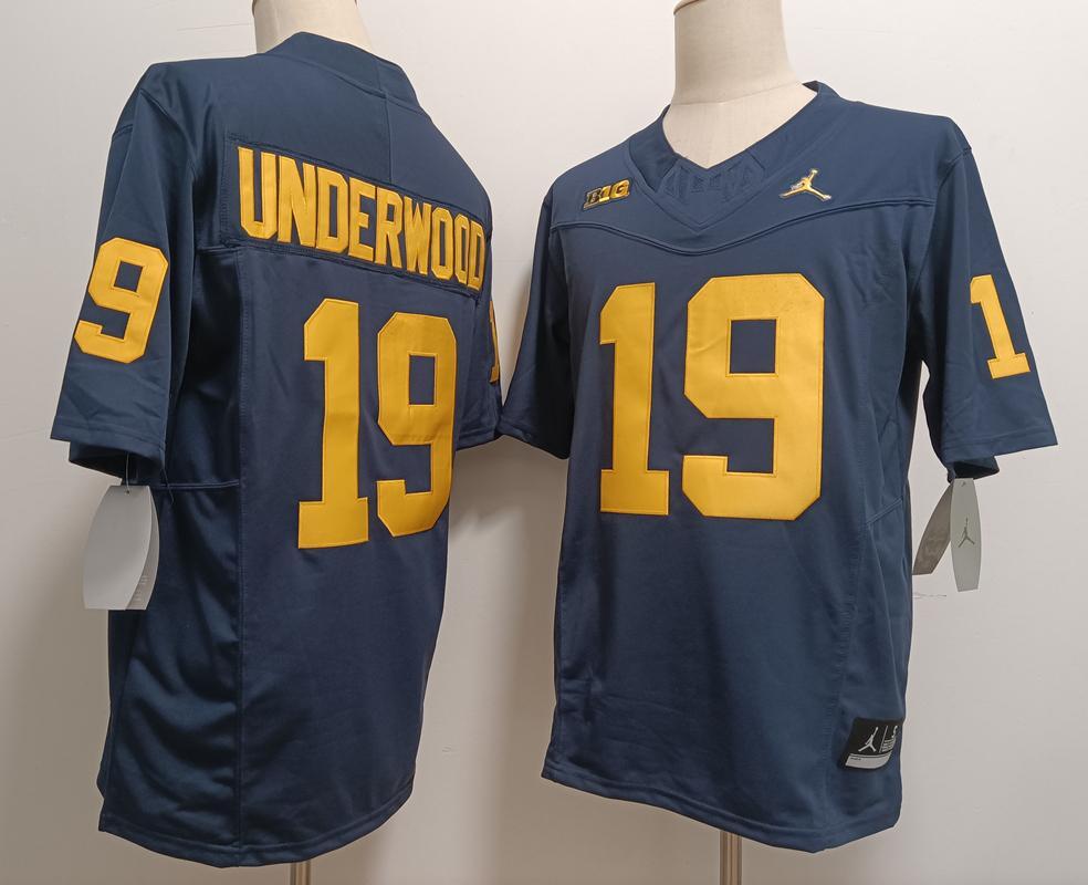 Bryce Underwood YOUTH KIDS Michigan Wolverines Official NCAA Jersey blue product image 1, provided for visual reference and