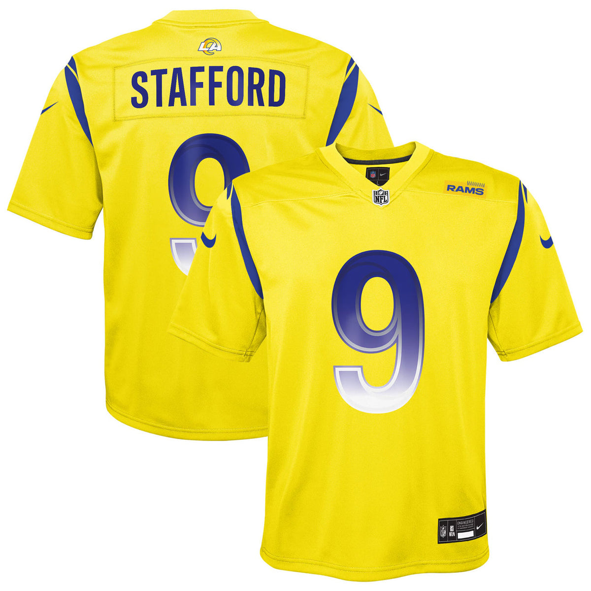 Matthew Stafford YOUTH KIDS Los Angeles Rams Official NFL Jersey yellow product image 1, provided for visual reference and