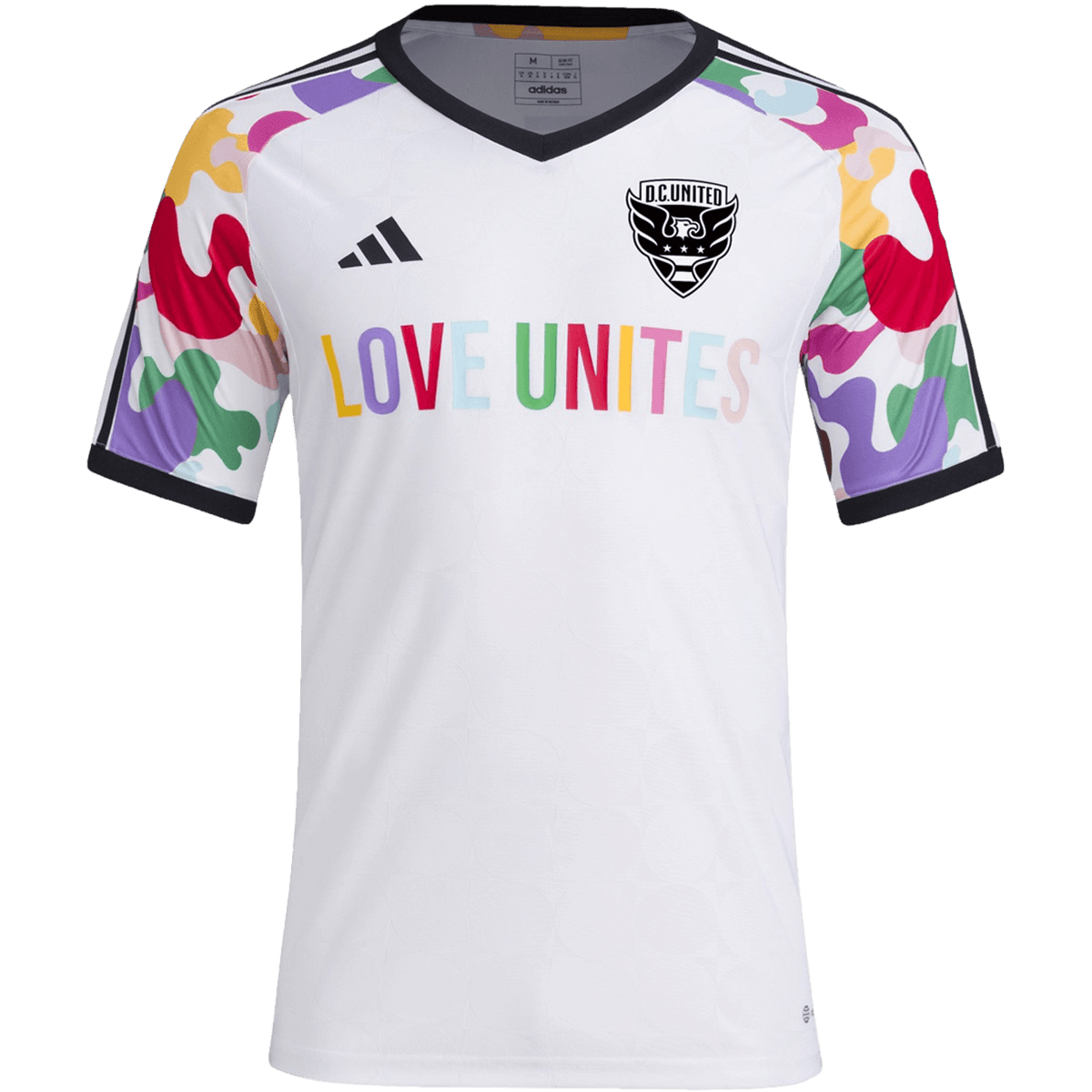 Adidas DC United 2023 MLS Pride Pre-Match Jersey product image 1, provided for visual reference and product detail review