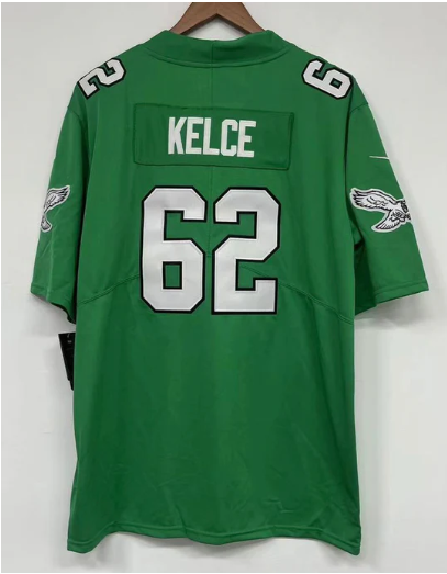 Jason Kelce Philadelphia Eagles Official NFL Nike Jersey Kelly Green stitched letters and numbers product image 1, provided