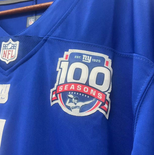 Malik Nabers New York Giants official NFL Nike Jersey blue With 100 years patch product image 3, provided for visual