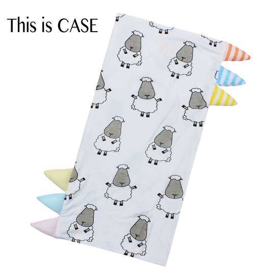 Bed-Time Buddy™ Case Big Sheepz White with Color & Stripe tag - Small