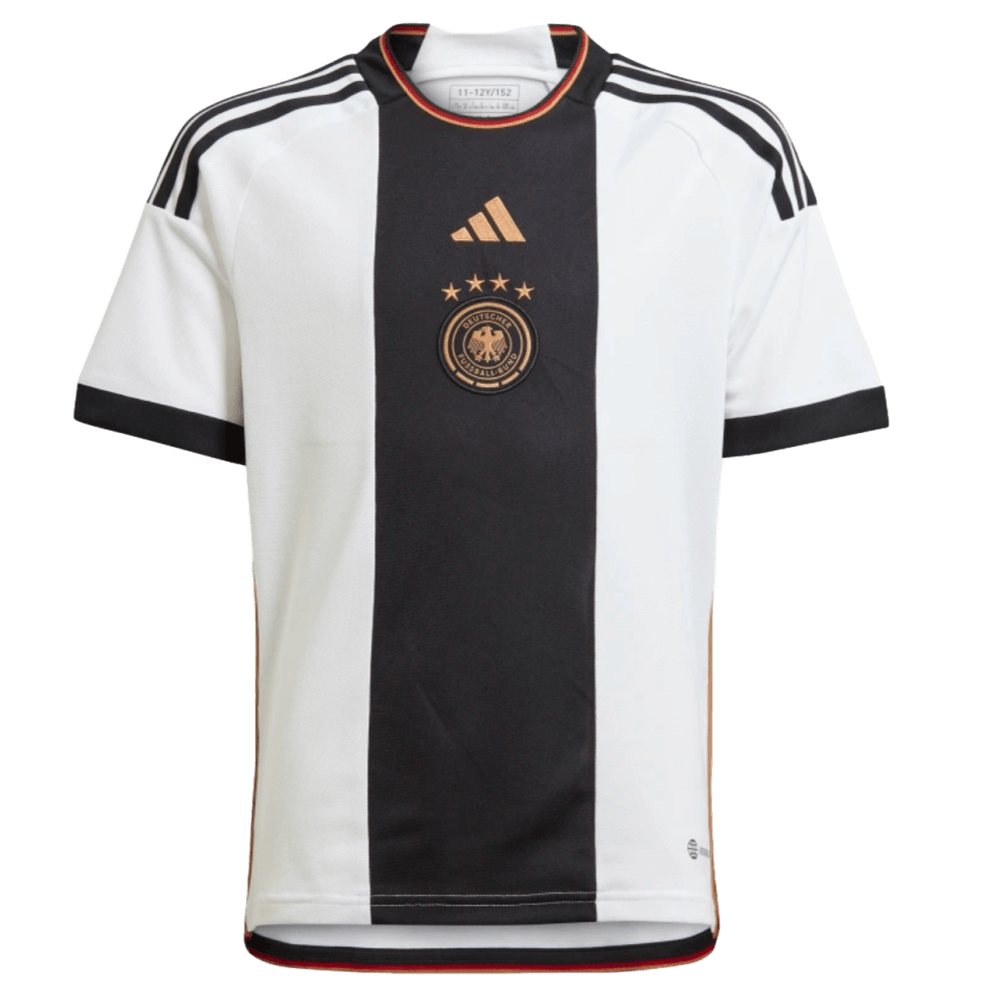 Adidas Germany 2022 World Cup Youth Home Jersey product image 1, provided for visual reference and product detail review