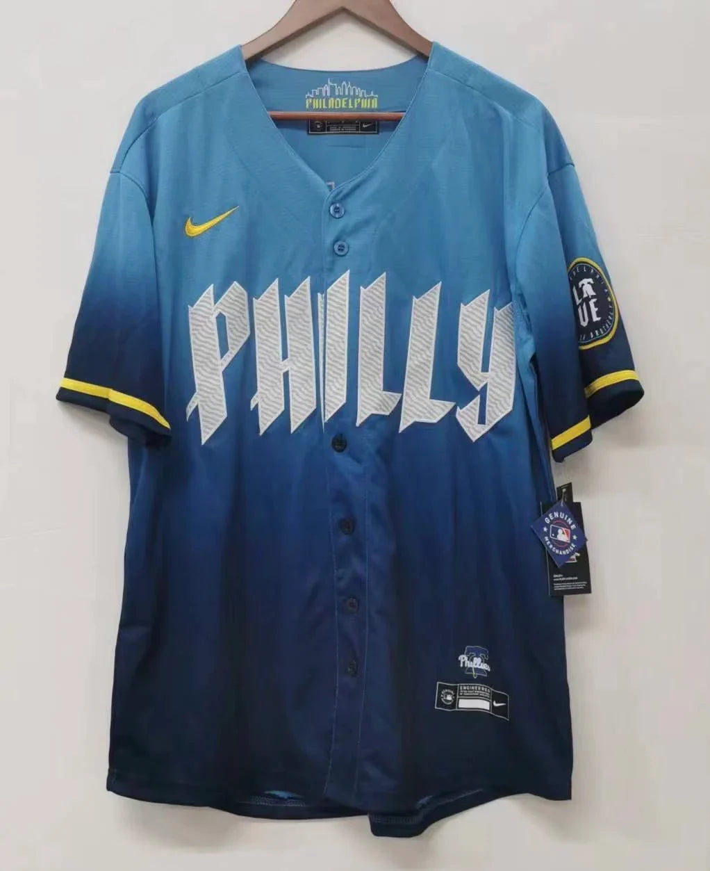 Aaron Nola Philadelphia Phillies Blue City Connect MLB Limited Jersey product image 2, provided for visual reference and