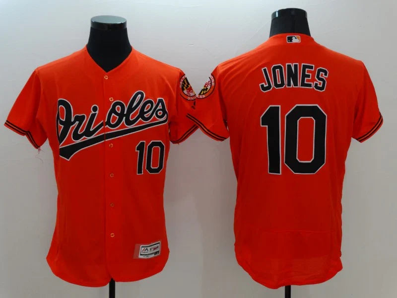 Adam Jones Baltimore Orioles jersey Majestic Orange product image 1, provided for visual reference and product detail review