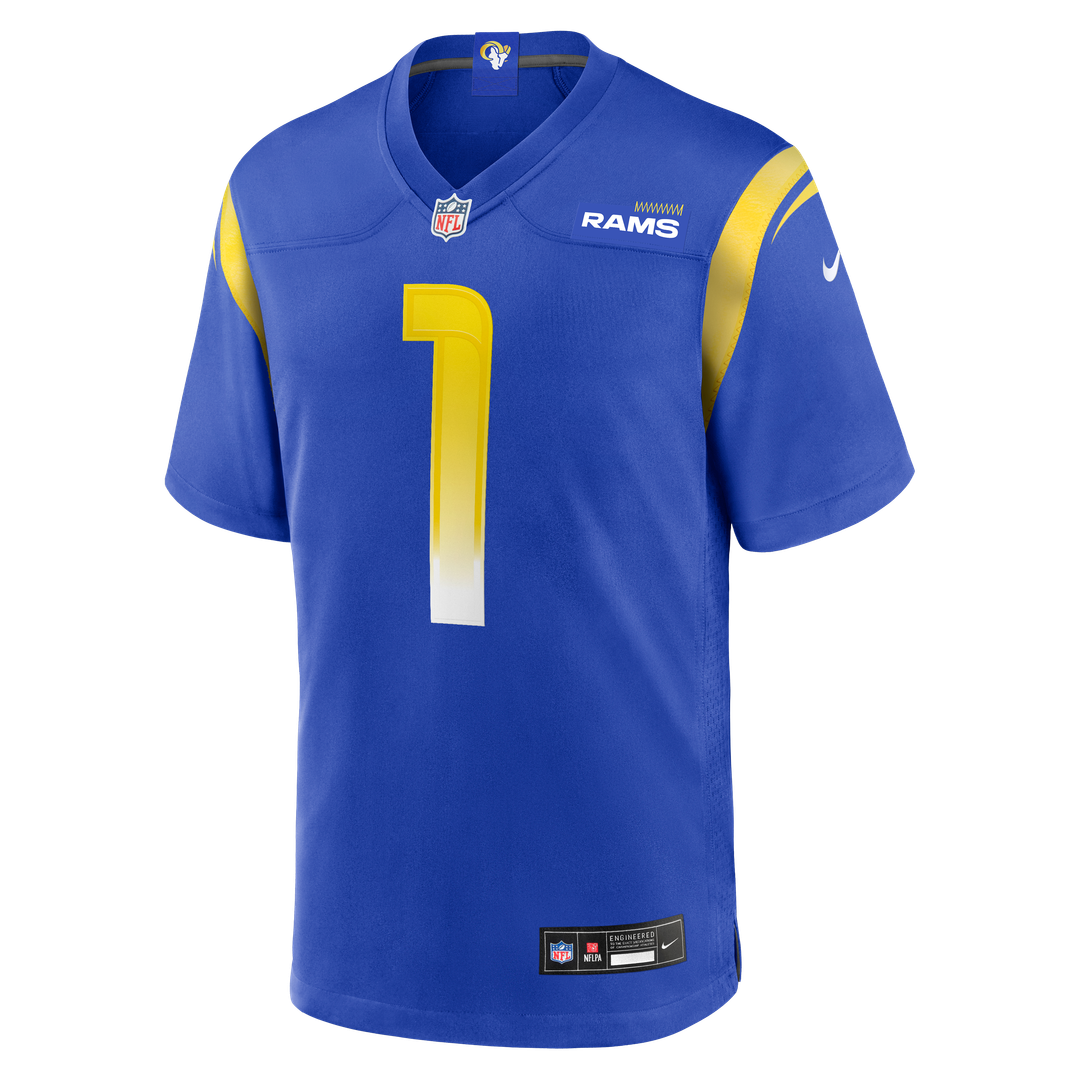 Men's Los Angeles Rams Number 1 Dad Nike Royal Game Jersey product image 2