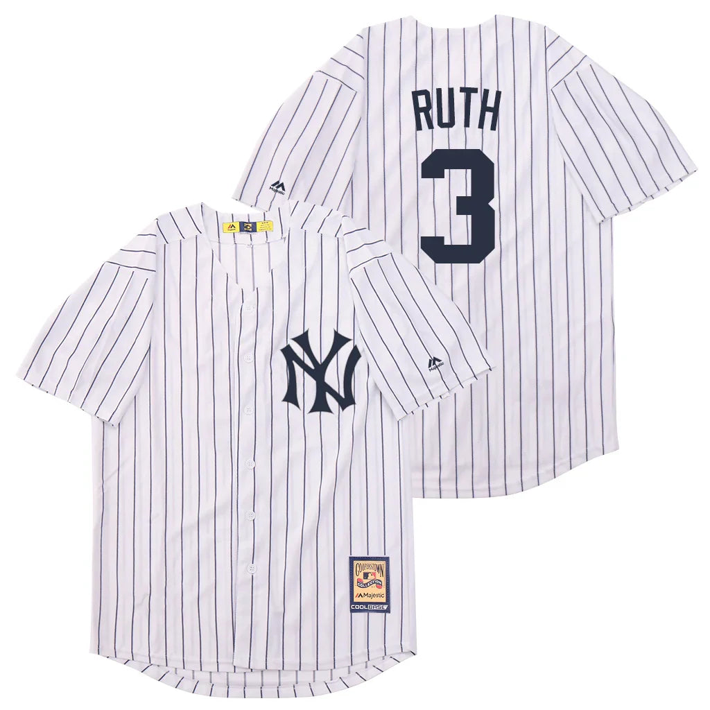 Babe Ruth New York Yankees Jersey white Majestic product image 1, provided for visual reference and product detail review
