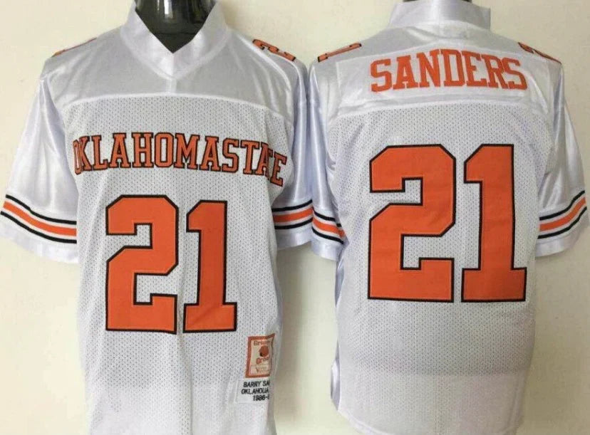 Barry Sanders Oklahoma State Jersey White product image 1, provided for visual reference and product detail review