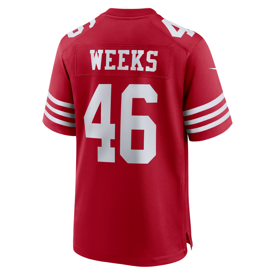 Men's San Francisco 49ers Jon Weeks Nike Scarlet Team Game product image 3