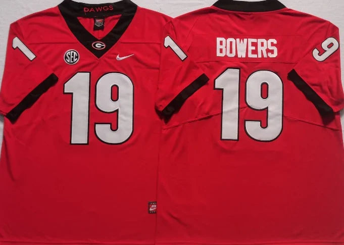 Brock Bowers Georgia Bulldogs Jersey red product image 1, provided for visual reference and product detail review