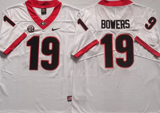 Brock Bowers Georgia Bulldogs Jersey white product image 1, provided for visual reference and product detail review