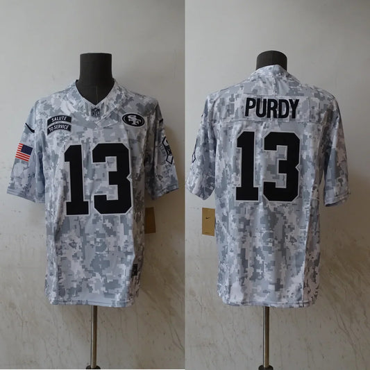 Brock Purdy San Francisco 49ers Nike 2024 NFL Salute to Service Jersey product image 1, provided for visual reference and