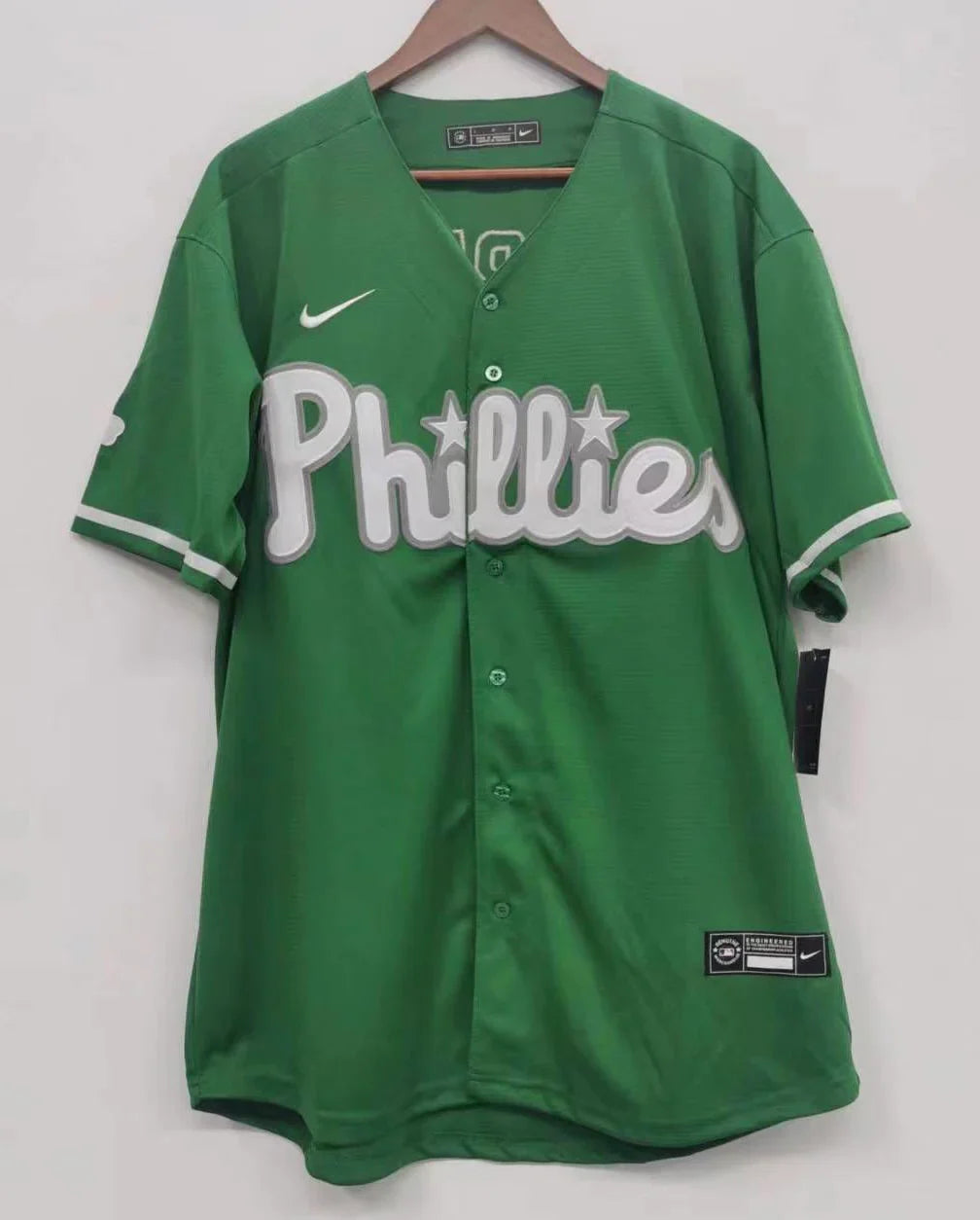 Bryce Harper Philadelphia Phillies Green St. Patrick’s Day Jersey product image 2, provided for visual reference and product