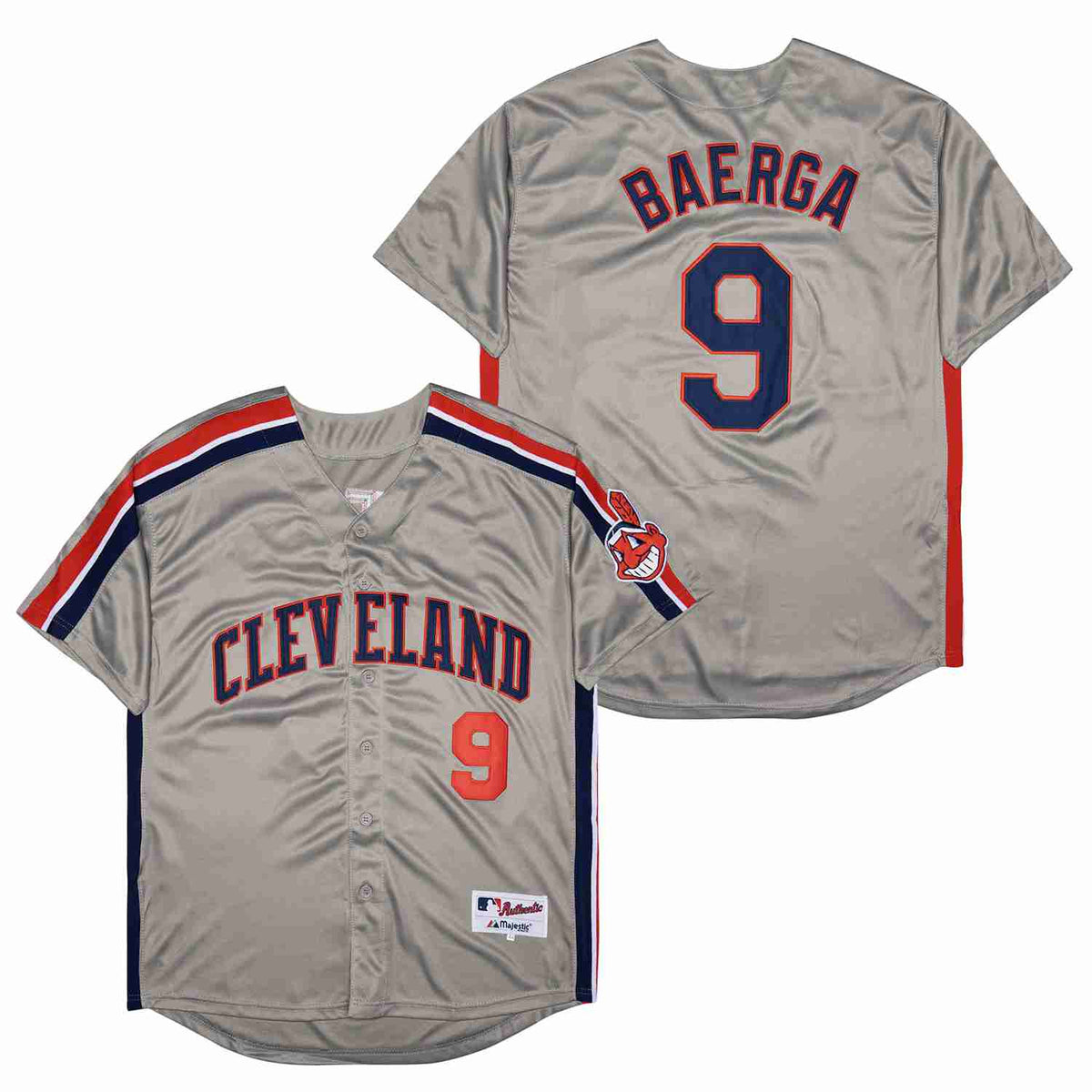 Carlos Baerga Cleveland Indians Jersey Majestic gray product image 1, provided for visual reference and product detail review