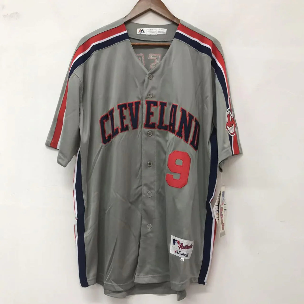 Carlos Baerga Cleveland Indians Jersey Majestic gray product image 3, provided for visual reference and product detail review