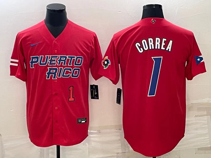 Carlos Correa Puerto Rico jersey Nike Red product image 1, provided for visual reference and product detail review