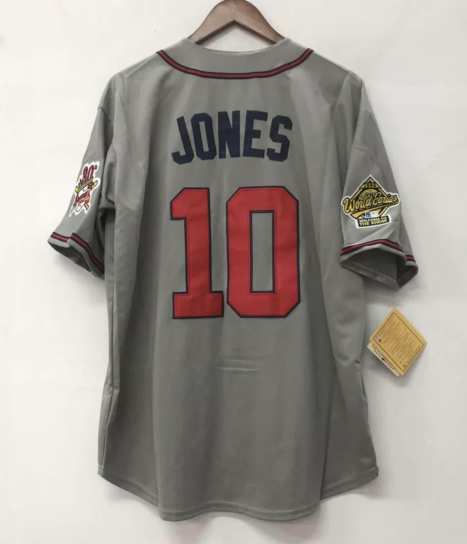 Chipper Jones Atlanta Braves Jersey Mitchell & Ness 1995 gray product image 2, provided for visual reference and product