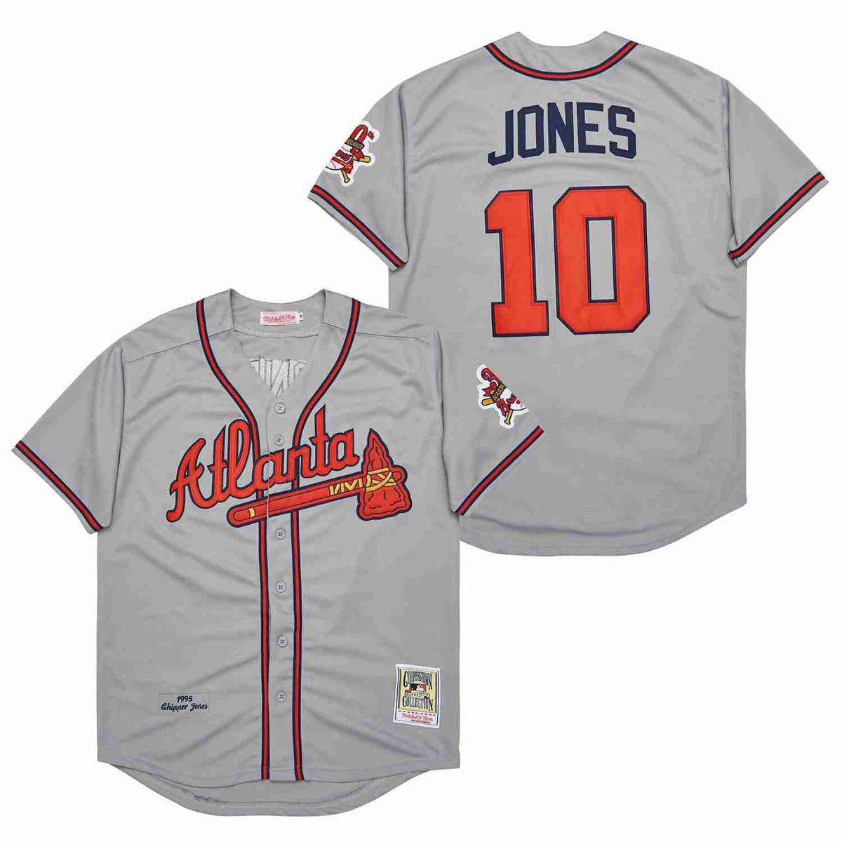 Chipper Jones Atlanta Braves Jersey Mitchell & Ness gray 1995 product image 1, provided for visual reference and product