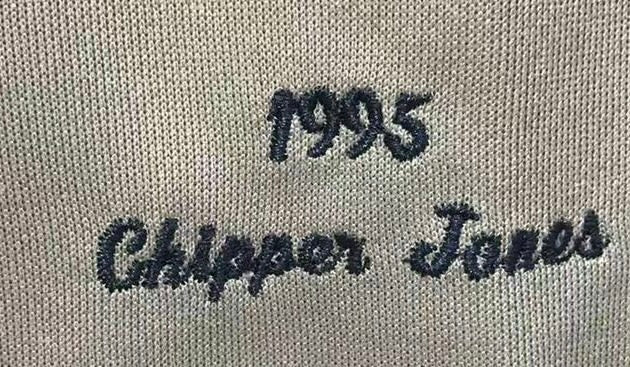 Chipper Jones Atlanta Braves Jersey Mitchell & Ness 1995 gray product image 4, provided for visual reference and product