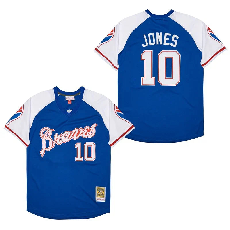 Chipper Jones Atlanta Braves Jersey Mitchell & Ness blue pullover product image 1, provided for visual reference and product