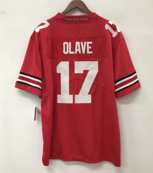 Chris Olave Ohio State Buckeyes Jersey red product image 1, provided for visual reference and product detail review
