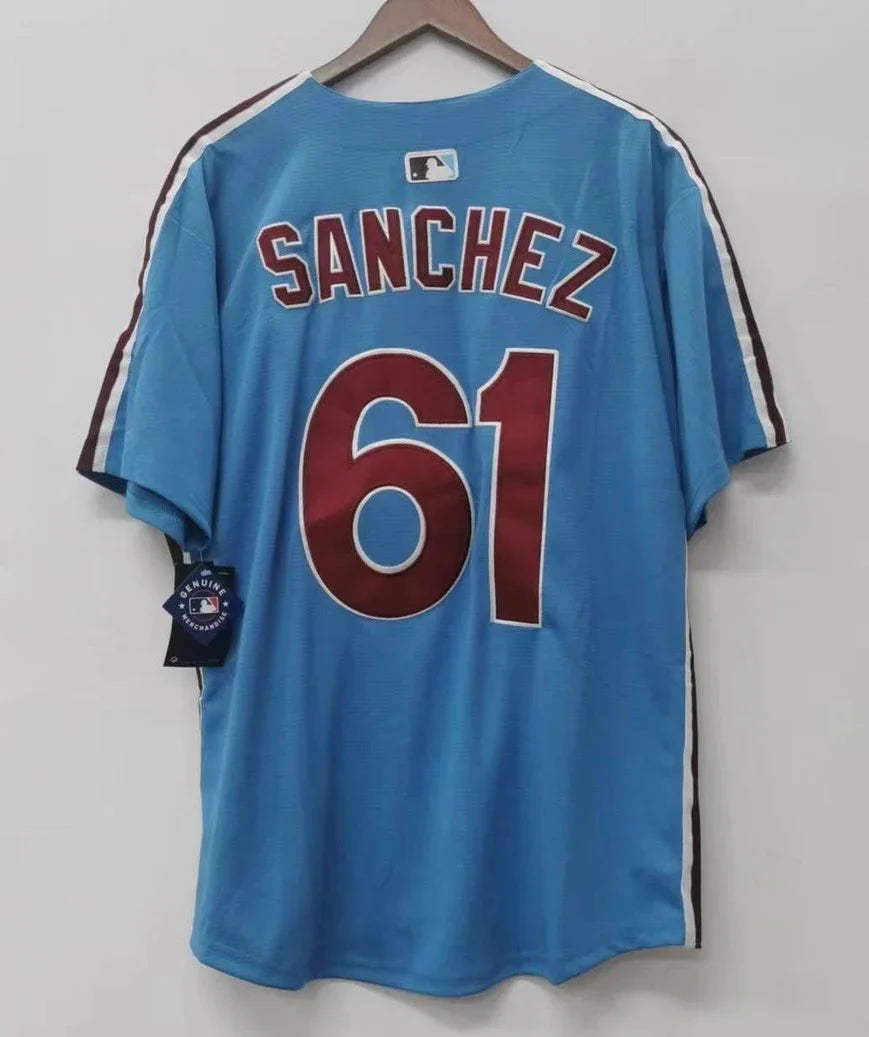 Christopher Sanchez Philadelphia Phillies Jersey blue Nike product image 1, provided for visual reference and product detail