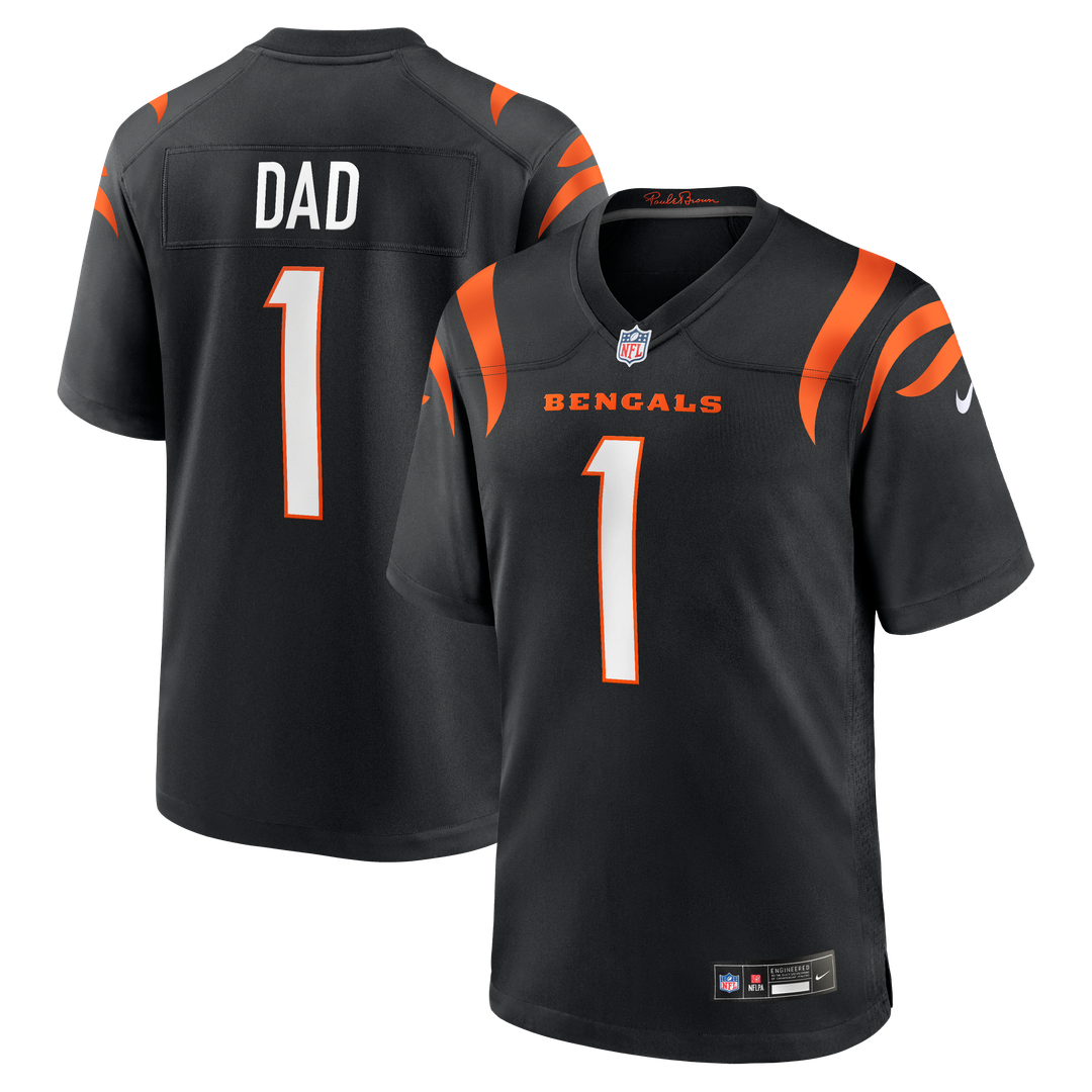Men's Cincinnati Bengals Number 1 Dad Nike Black Game Jersey product image 1