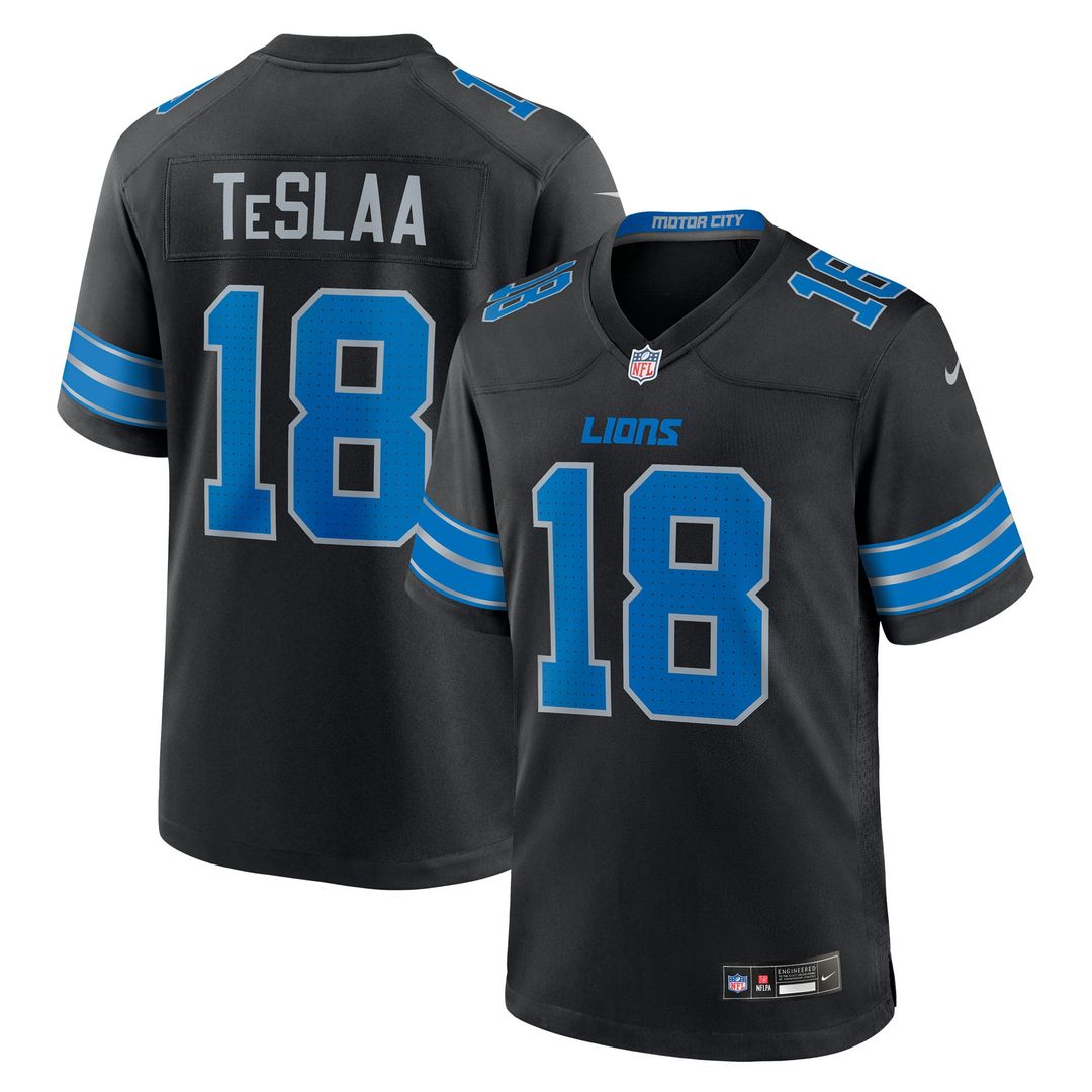 Men's Detroit Lions Isaac TeSlaa Nike Black Alternate Game product image 1