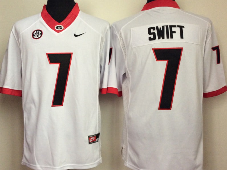 D'Andre Swift Georgia Bulldogs Jersey white NIKE product image 1, provided for visual reference and product detail review