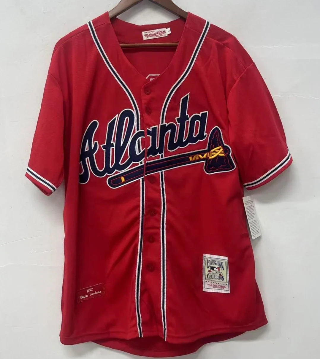 Deion Sanders Atlanta Braves 1992 Mitchell & Ness red product image 2, provided for visual reference and product detail
