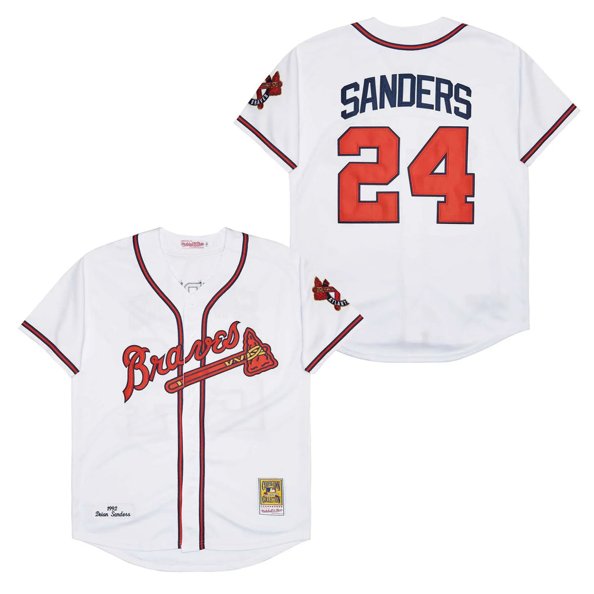Deion Sanders Atlanta Braves 1992 Mitchell & Ness product image 1, provided for visual reference and product detail review