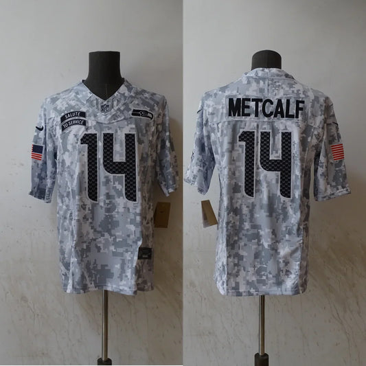 DK Metcalf Seattle Seahawks 2024 military salute to service Jersey product image 1, provided for visual reference and