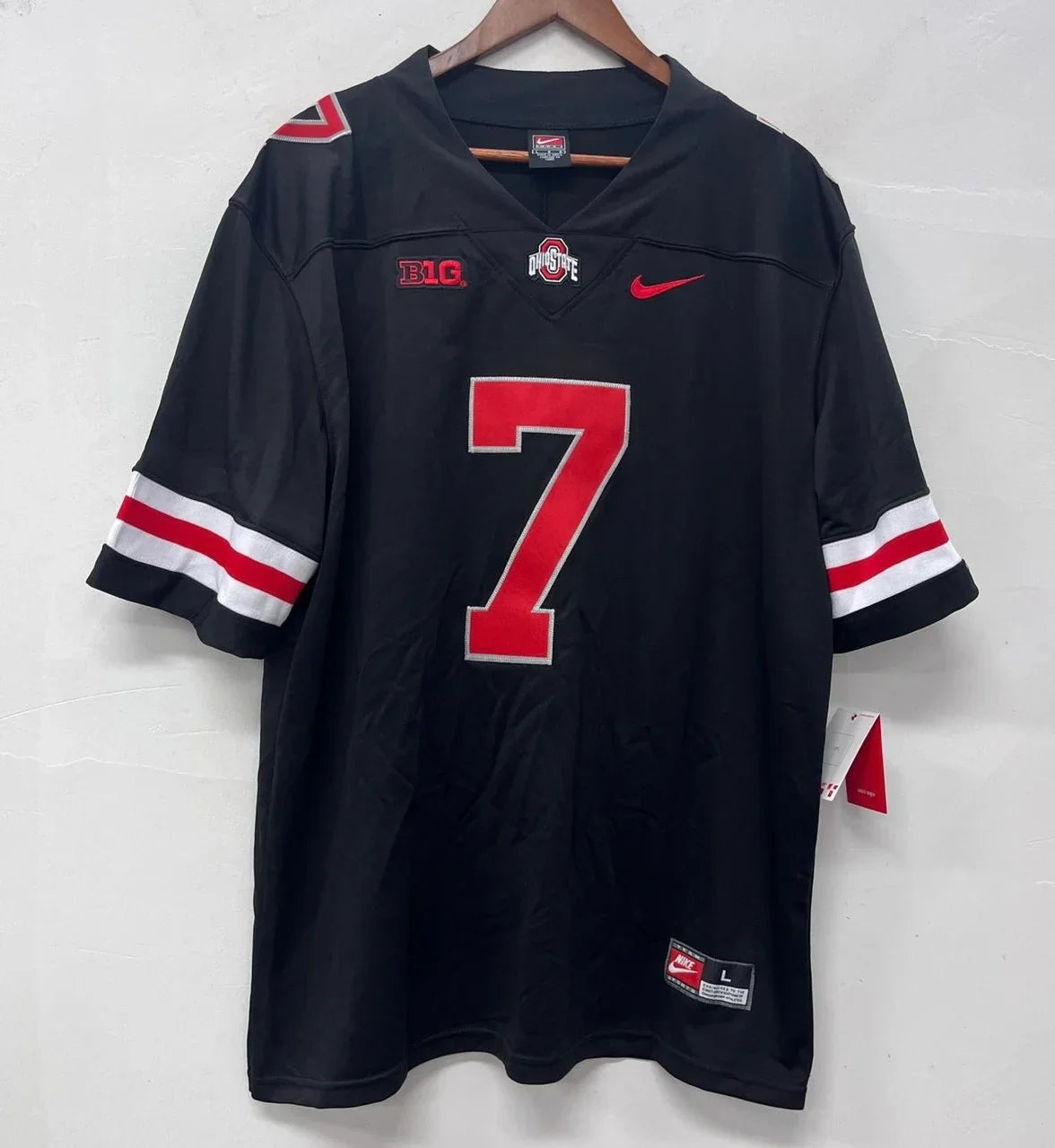 Dwayne Haskins Jersey Ohio State Buckeyes Jersey Black with red letters product image 2, provided for visual reference and