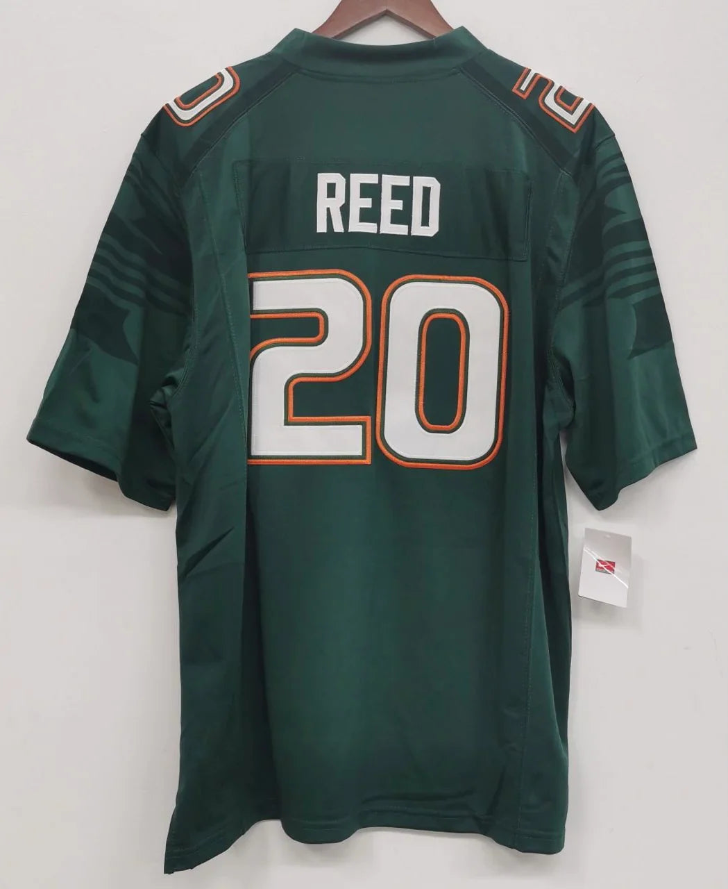 Ed Reed Miami Hurricanes Jersey Green product image 2, provided for visual reference and product detail review