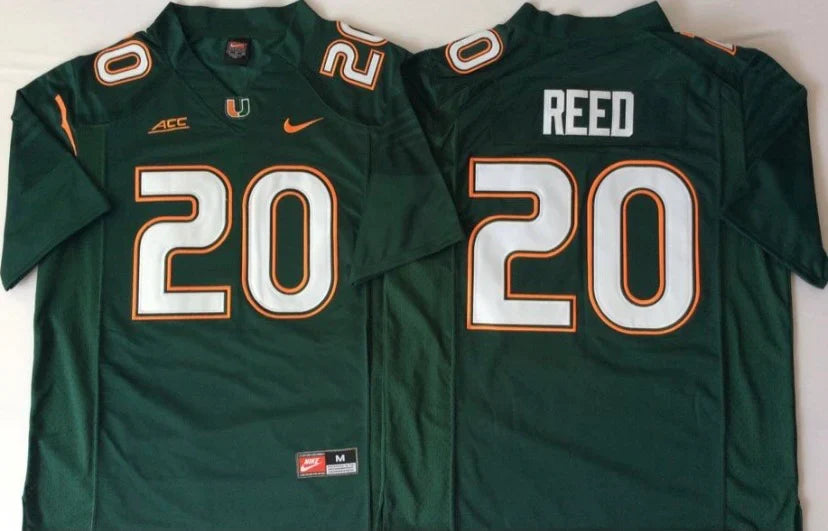 Ed Reed Miami Hurricanes Jersey Green product image 1, provided for visual reference and product detail review