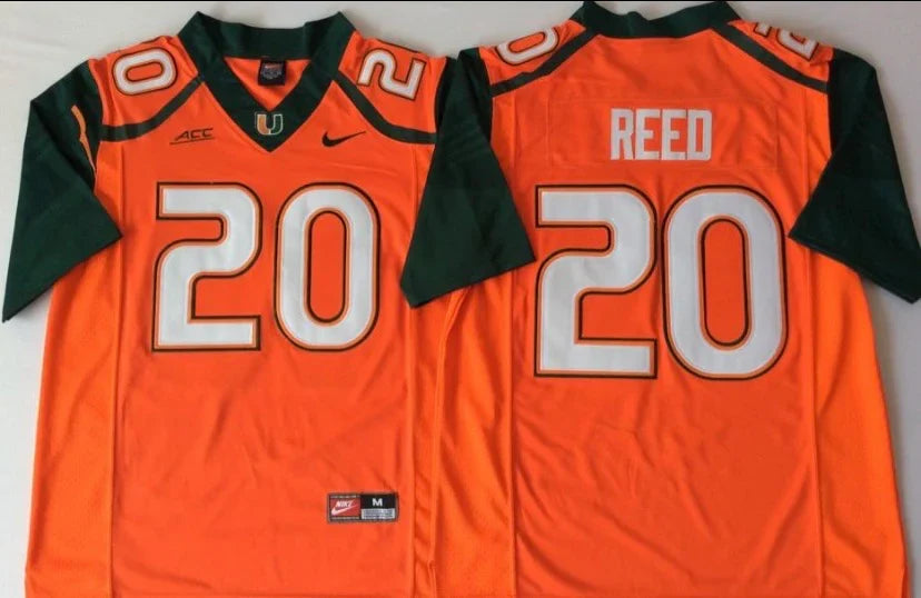 Ed Reed Miami Hurricanes NCAA Jersey Orange product image 1, provided for visual reference and product detail review