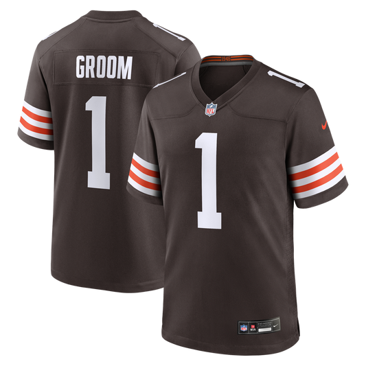 Men's Cleveland Browns Number 1 Groom Nike Brown Game Jersey product image 1