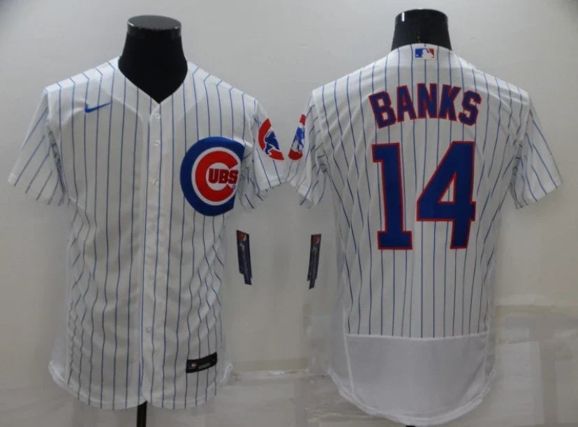 Ernie Banks Chicago Cubs Jersey Nike White product image 1, provided for visual reference and product detail review