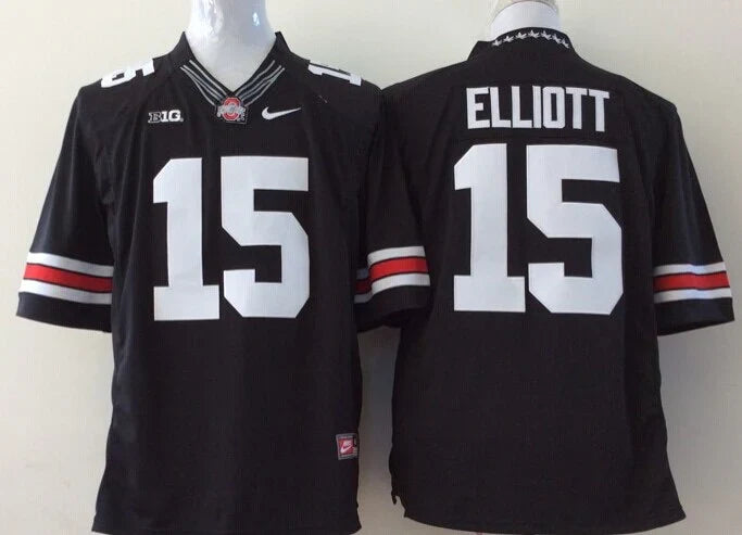 Ezekiel Elliott Jersey Ohio State Buckeyes Jersey Black product image 1, provided for visual reference and product detail