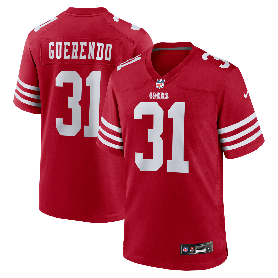 Men's San Francisco 49ers Isaac Guerendo Nike Scarlet Game product image 1