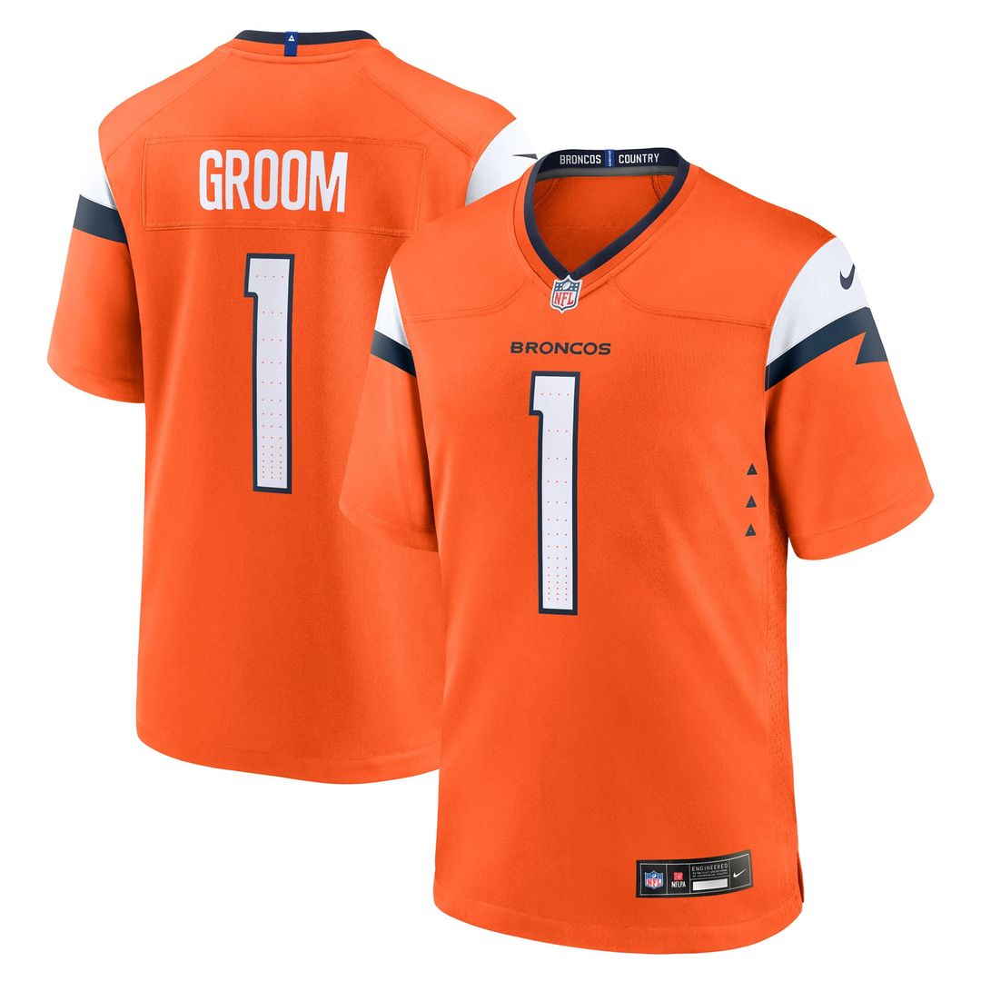 Men's Denver Broncos Number 1 Groom Nike Orange Game Jersey product image 1