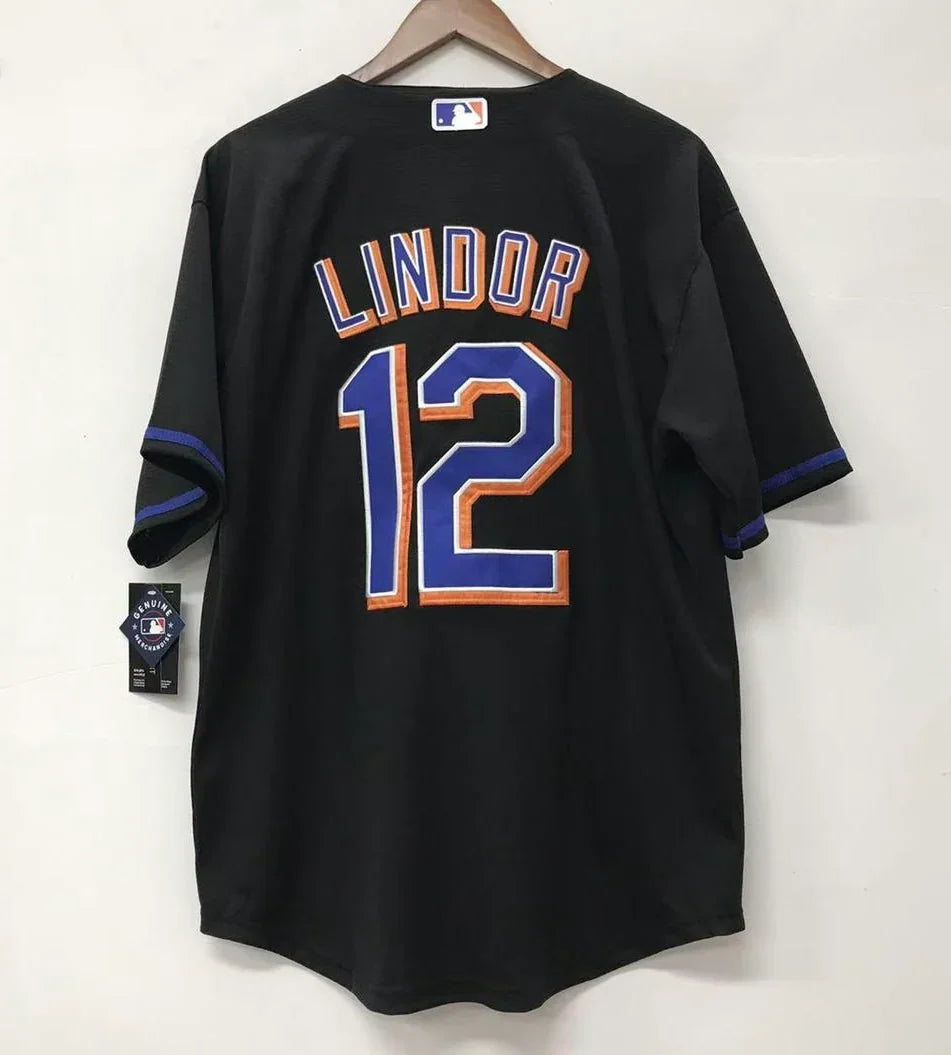 Francisco Lindor New York Mets Official MLB Jersey Nike black product image 2, provided for visual reference and product