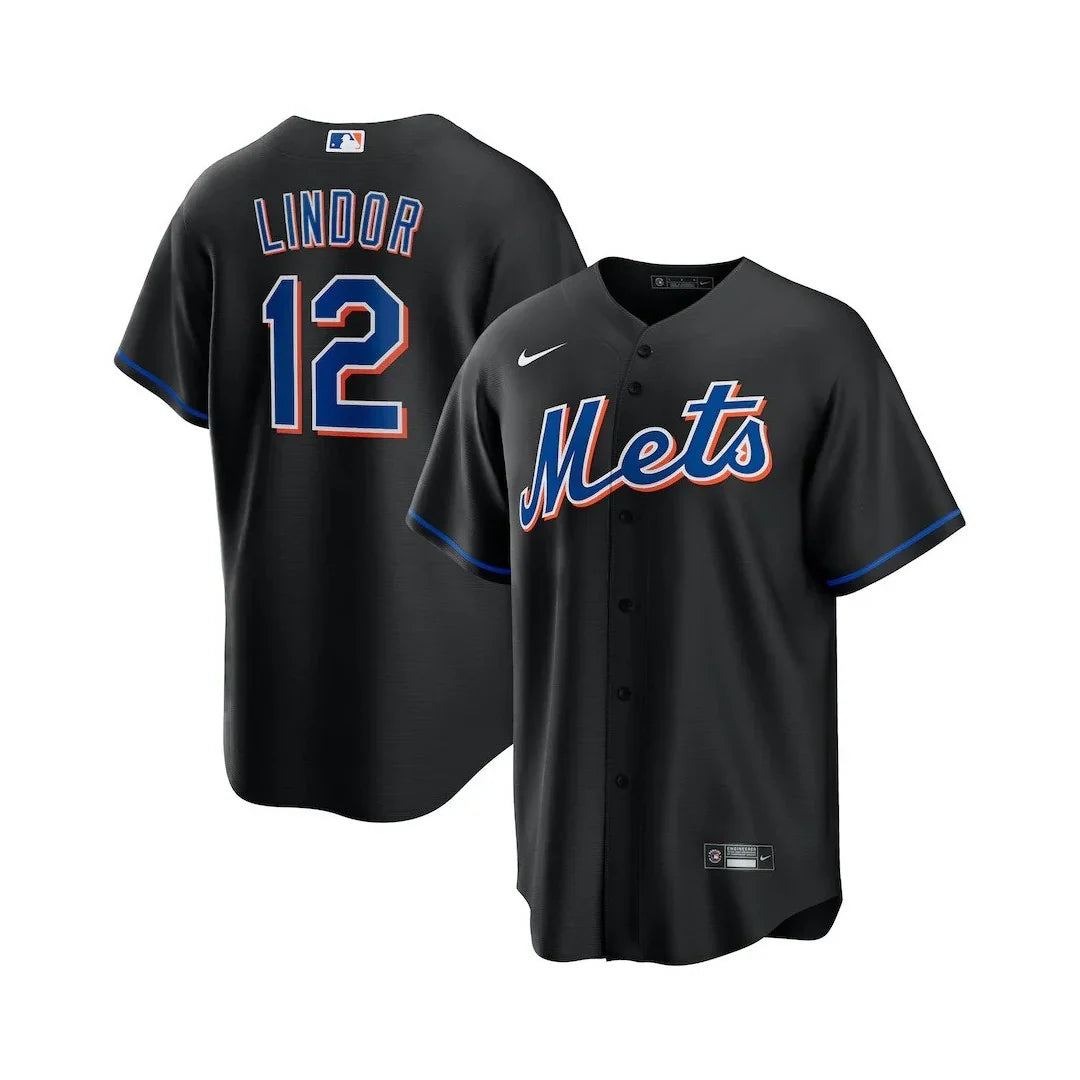 Francisco Lindor New York Mets Official MLB Jersey Nike black product image 1, provided for visual reference and product