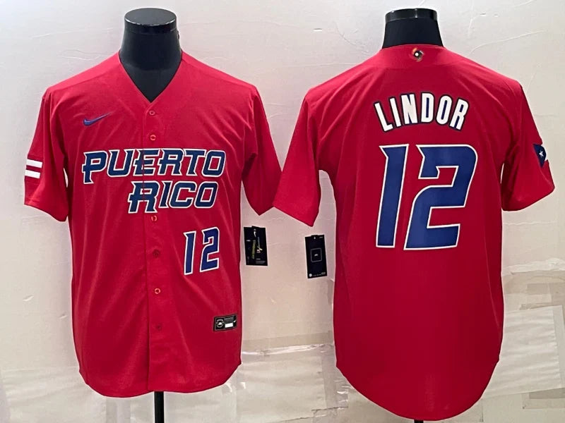 Francisco Lindor Puerto Rico Jersey Nike Red product image 1, provided for visual reference and product detail review